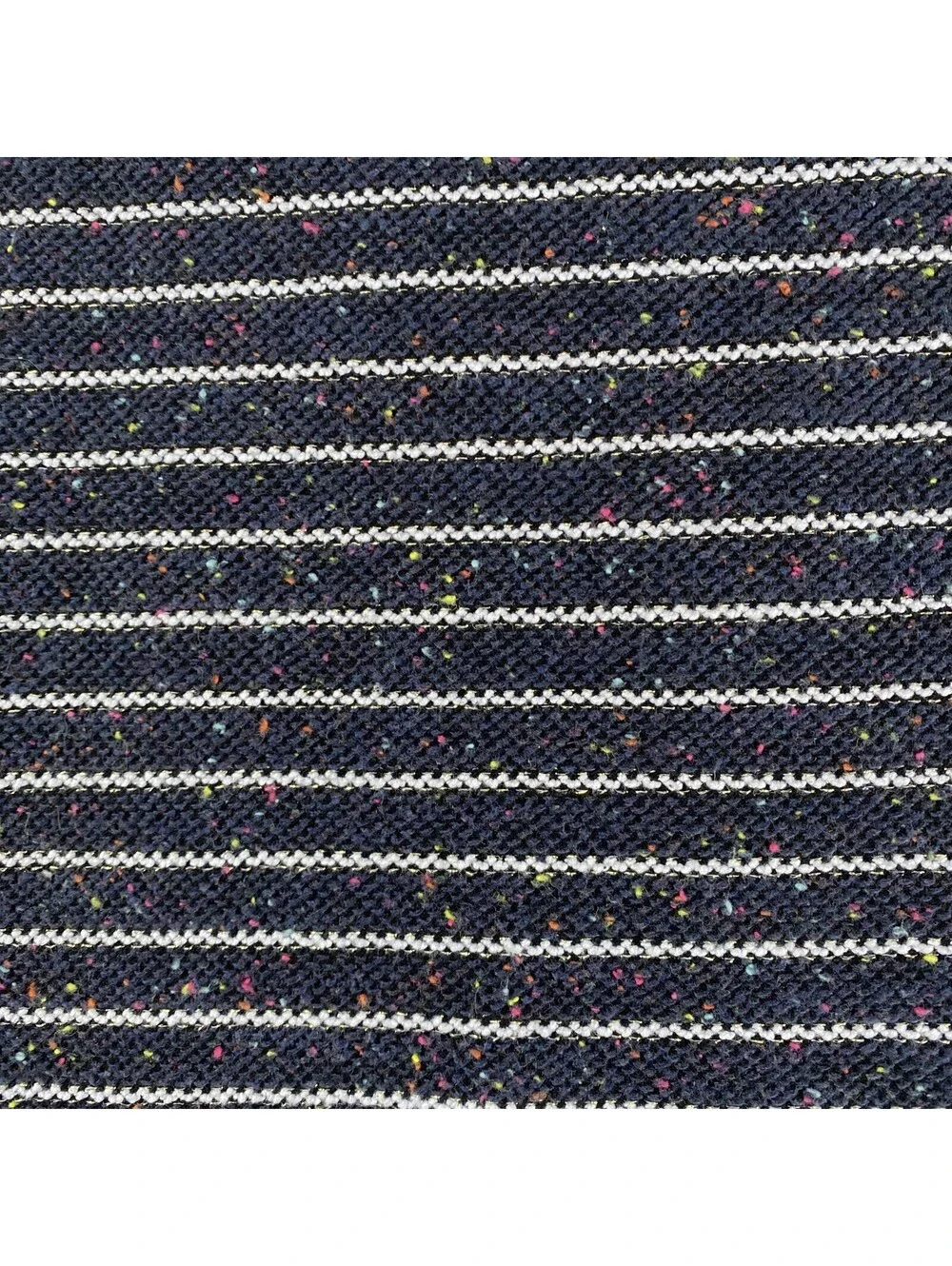 TALBOTS Knit Sweater Top Med Speckled Striped 3/4 Sleeve Navy Blue White